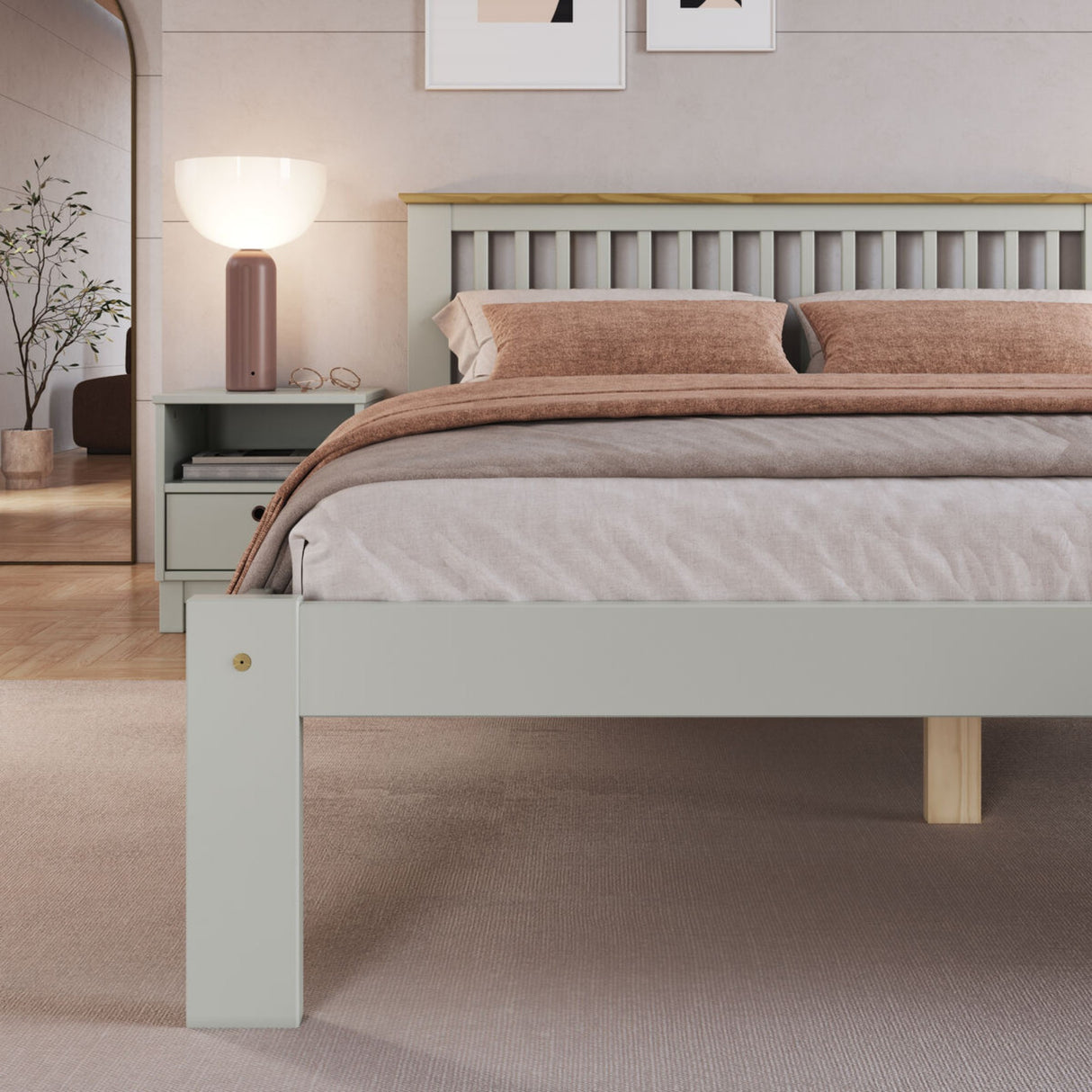 Cama Palermo Verde Claro 152x85cm para Colchón Doble 140 X 190 Cm de Madera Aglomerada con Cabecero