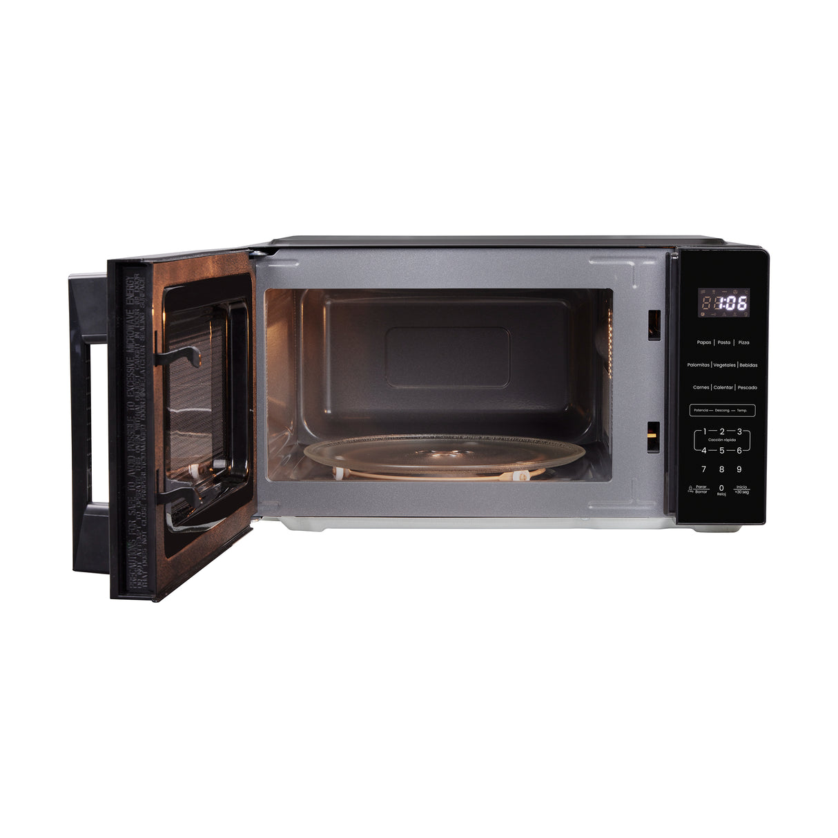 Horno Microondas Haceb de Manija Negro 44x24cm de 20 Litros 120 Voltios con Ocho Funciones Preconfiguradas