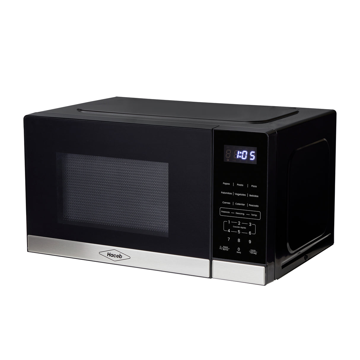 Horno Microondas Haceb Tipo Push Negro 46x26cm de 20 Litros 120 Voltios con Ocho Funciones Preconfiguradas