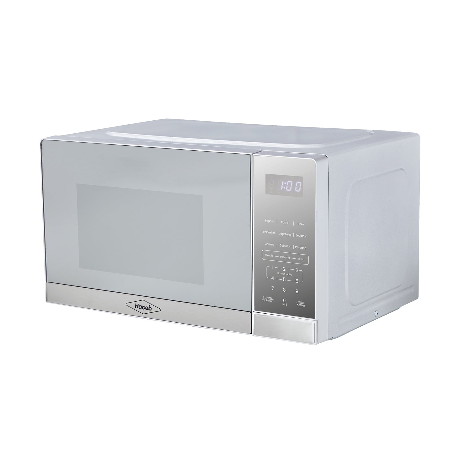 Horno Microondas Haceb Tipo Push Inox 46x26cm de 20 Litros 120 Voltios con Ocho Funciones Preconfiguradas