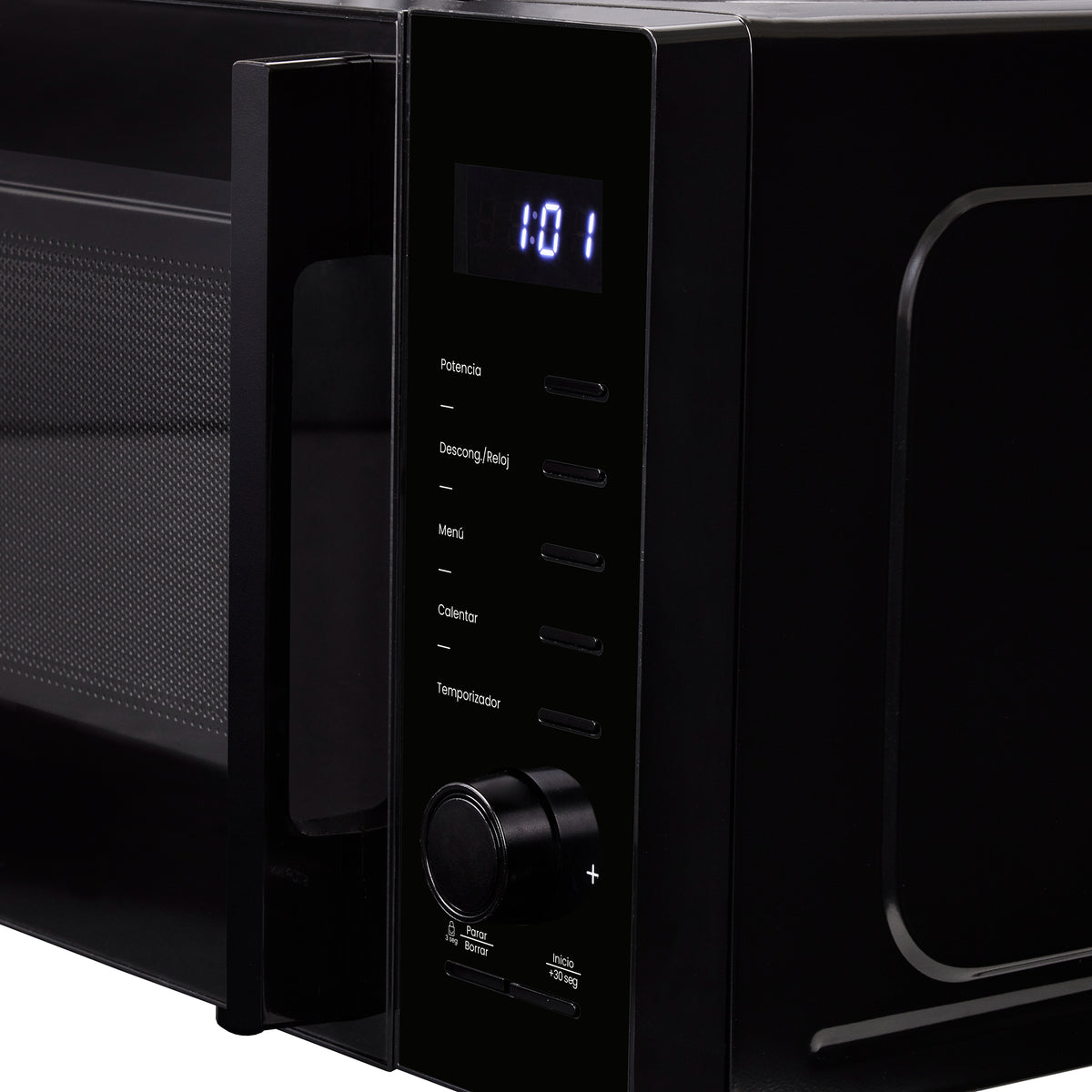 Horno Microondas Haceb de Perilla Negro 54x29cm de 25 Litros 120 Voltios con Ocho Funciones Preconfiguradas