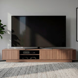 Rack de TV Maldivas Avellana y Wengue 230x40cm para TV Hasta 85" Pulgadas con Dos Compartimientos