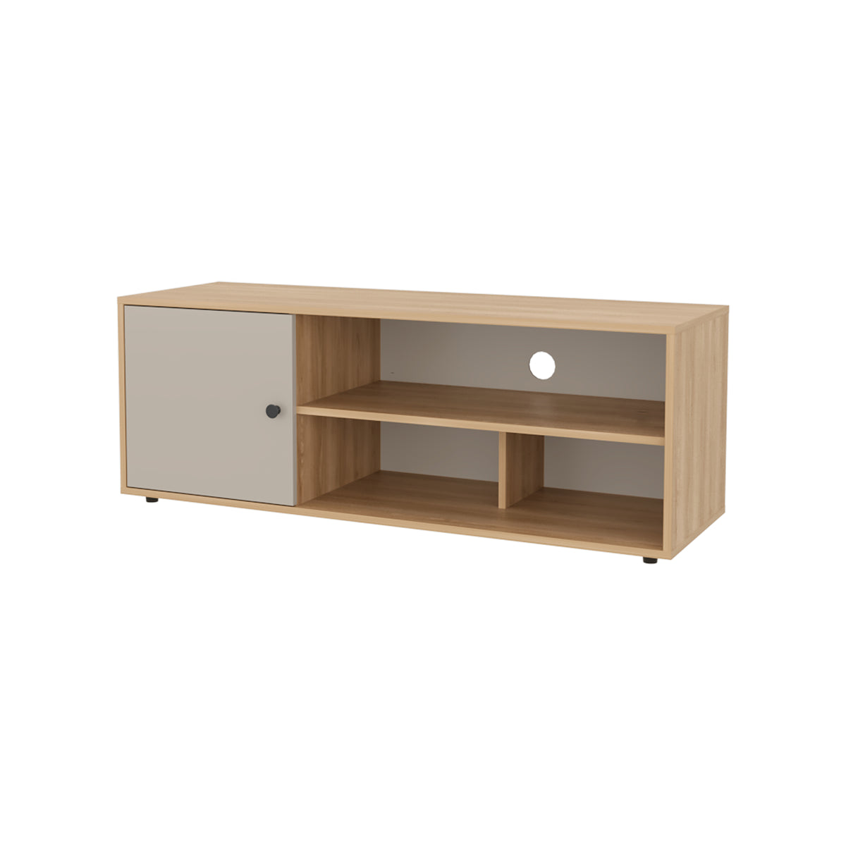 Rack de TV Noah Fresno Europeo y Capri 120x44cm para TV Hasta 50" Pulgadas con Tres Compartimientos y con Ranura para Cables