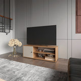 Rack de TV Noah Fresno Europeo y Capri 120x44cm para TV Hasta 50" Pulgadas con Tres Compartimientos y con Ranura para Cables