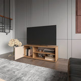 Rack de TV Noah Fresno Europeo y Capri 120x44cm para TV Hasta 50" Pulgadas con Tres Compartimientos y con Ranura para Cables