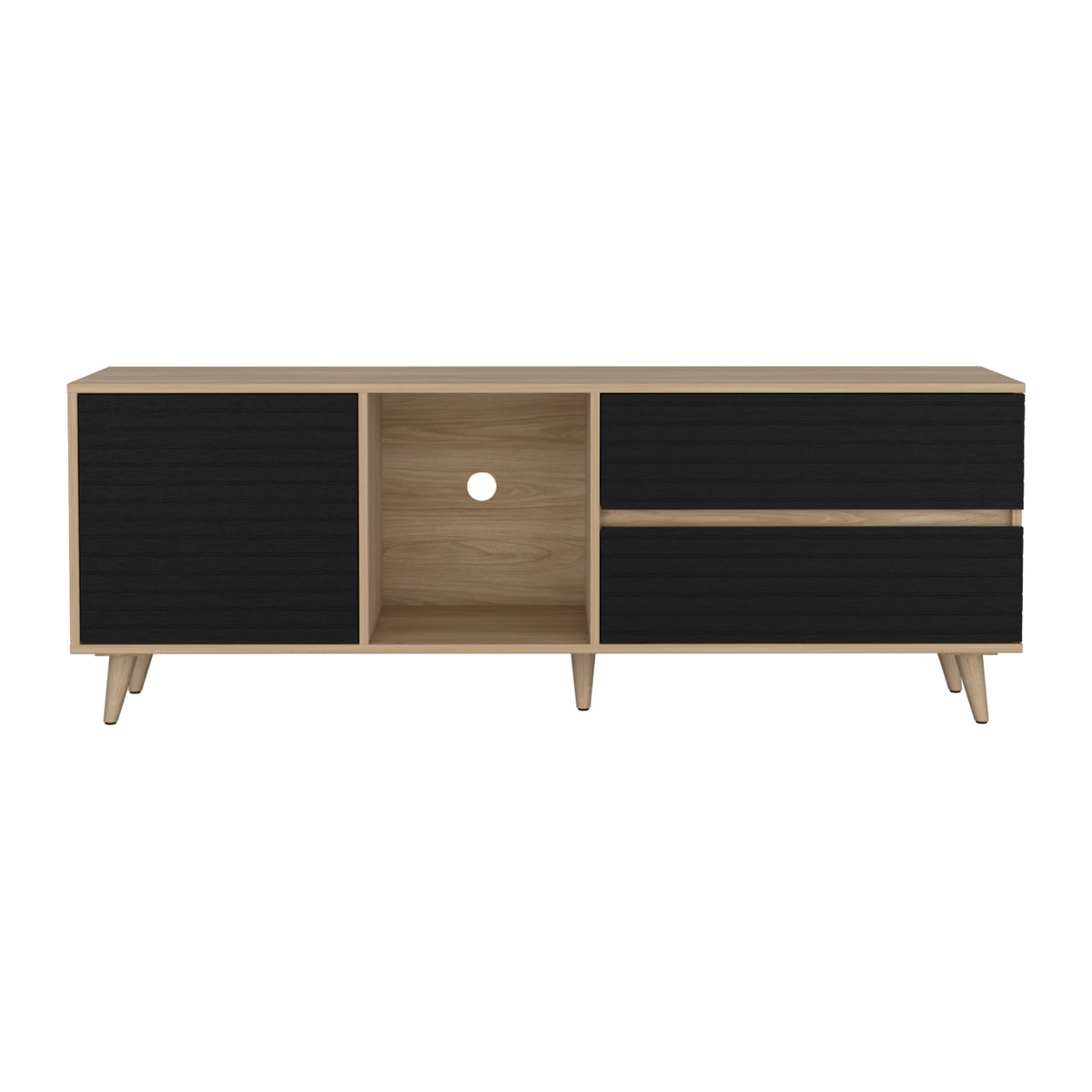 Rack de TV Salem Fresno Europeo y Wengue 158.4x58.4cm para TV Hasta 65" Pulgadas con Dos Cajones y con Ranura para Cables