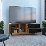 Rack de TV Salem Fresno Europeo y Wengue 158.4x58.4cm para TV Hasta 65" Pulgadas con Dos Cajones y con Ranura para Cables