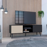 Rack de TV Funes Wengue 150x55cm para TV Hasta 65" Pulgadas con Dos Compartimientos y con Ranura para Cables