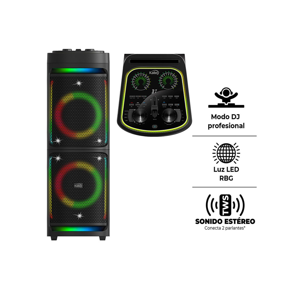 Torre de Sonido Kalley Negro Mate 37.4x100.1cm con Control Remoto