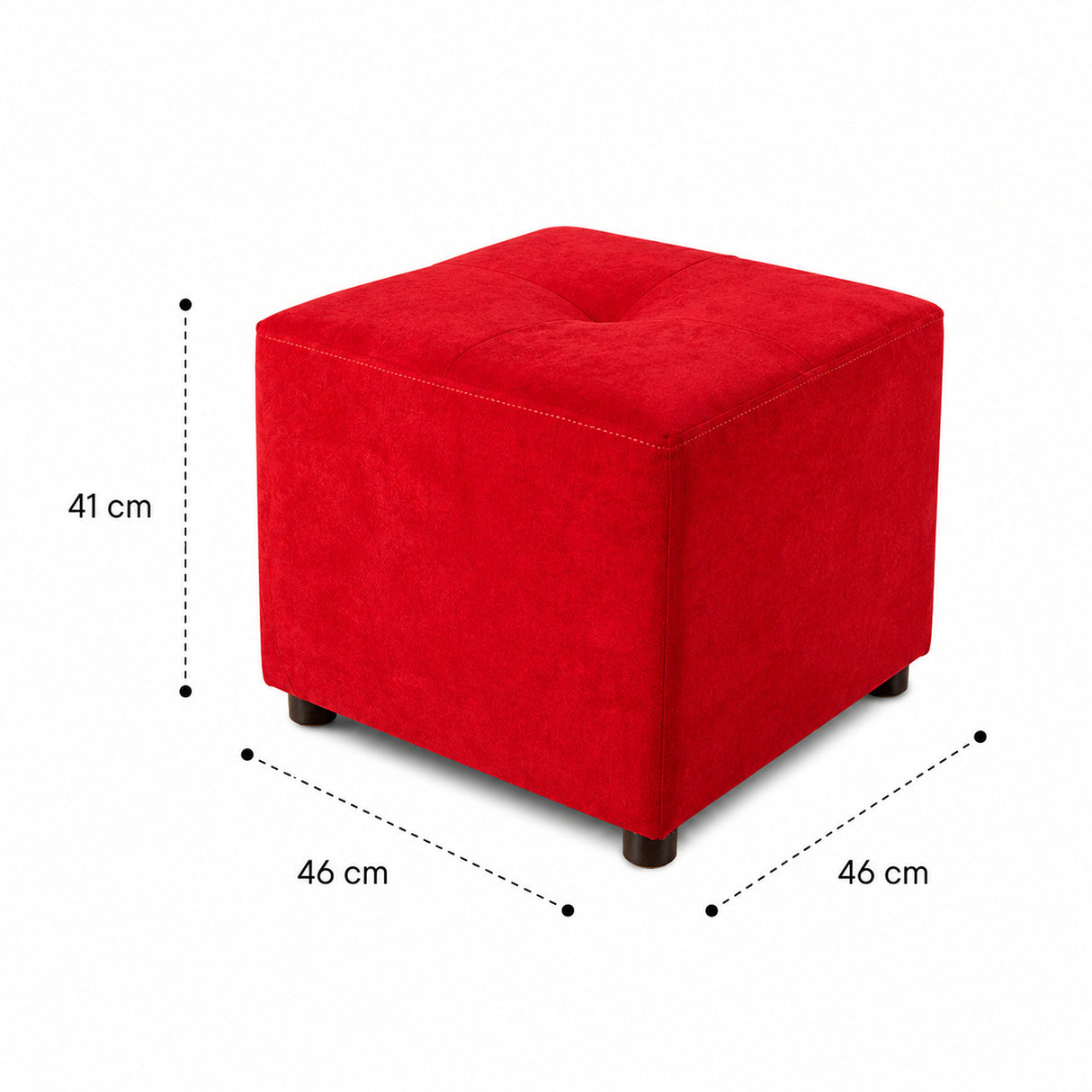 Puff Valencia Rojo 46x41cm de Un Puesto Antifluido sin Apoya Brazos