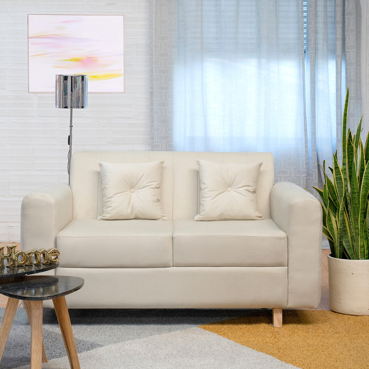 Sofá Sevilla Marfil 80x80cm de Dos Puestos Antifluido con Apoya Brazos