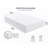 Protector de Colchón Transpirable Blanco para Colchón Sencillo 100 X 190 Cm Acolchado 300 Hilos