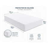 Protector de Colchón Transpirable Negro para Colchón Semidoble 120 X 190 Cm Acolchado 300 Hilos