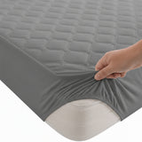 Protector de Colchón Transpirable Gris para Colchón Queen 160 X 190 Cm Acolchado 300 Hilos