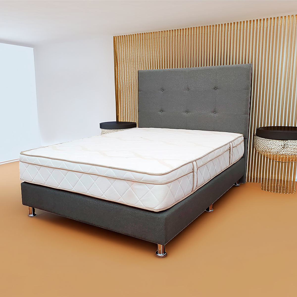 Colchón Prana Blanco y Beige Doble 140 X 190 Cm Medio Suave Hipoalergénico
