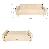 Sofá Cama Salamanca Beige 108x92cm de Tres Puestos Reclinable Antifluido con Apoya brazos
