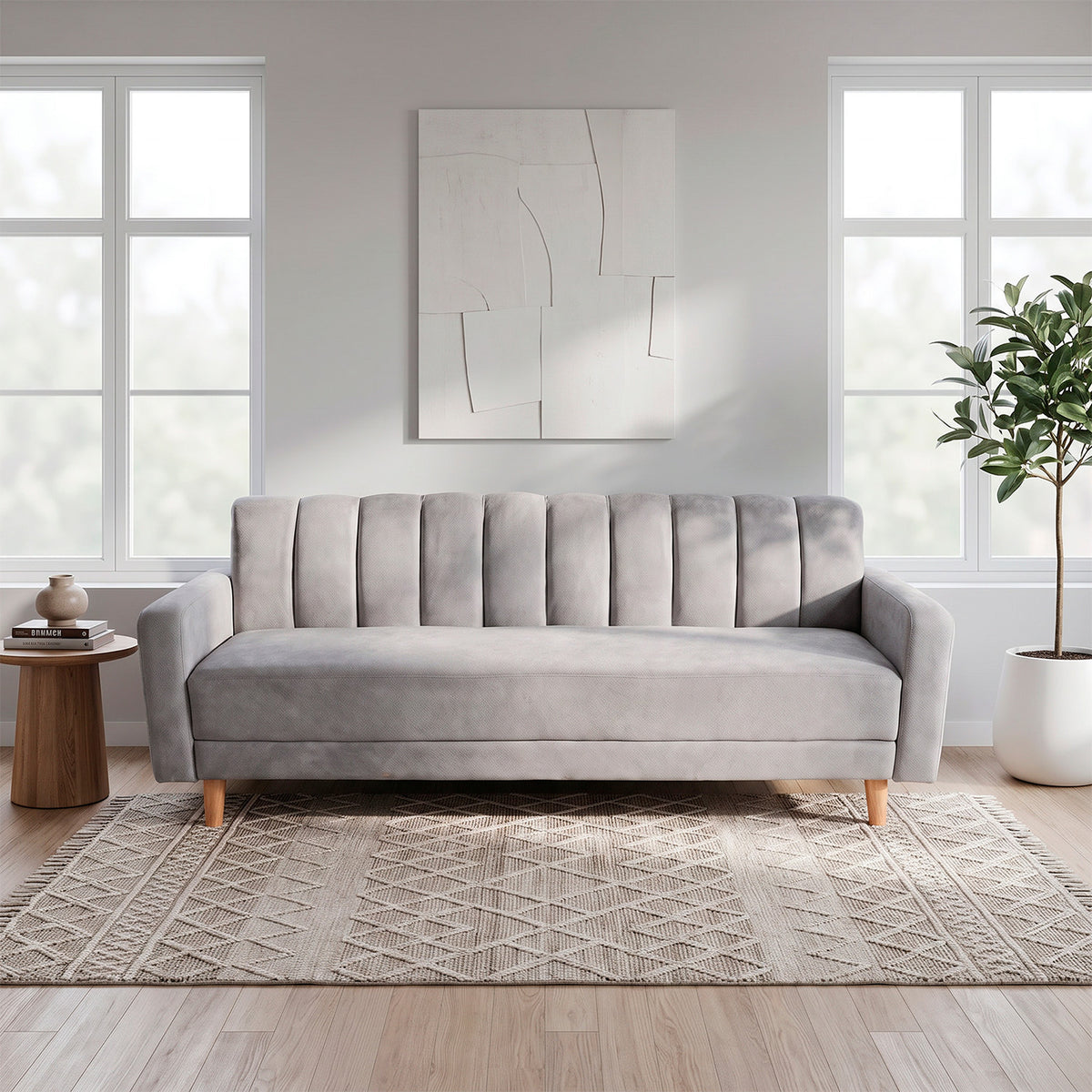 Sofá Cama Salamanca Plata 108x92cm de Tres Puestos Reclinable Antifluido con Apoya brazos
