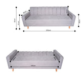 Sofá Cama Salamanca Plata 108x92cm de Tres Puestos Reclinable Antifluido con Apoya brazos