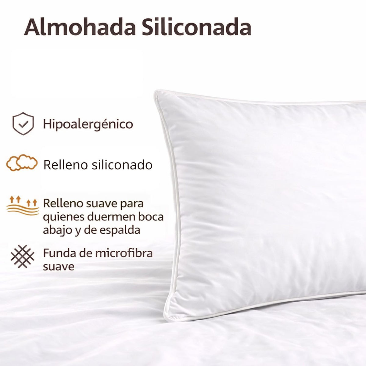 Set X 2 Almohadas Siliconada Blanco 45x65cm Medio Suave Multi Postura