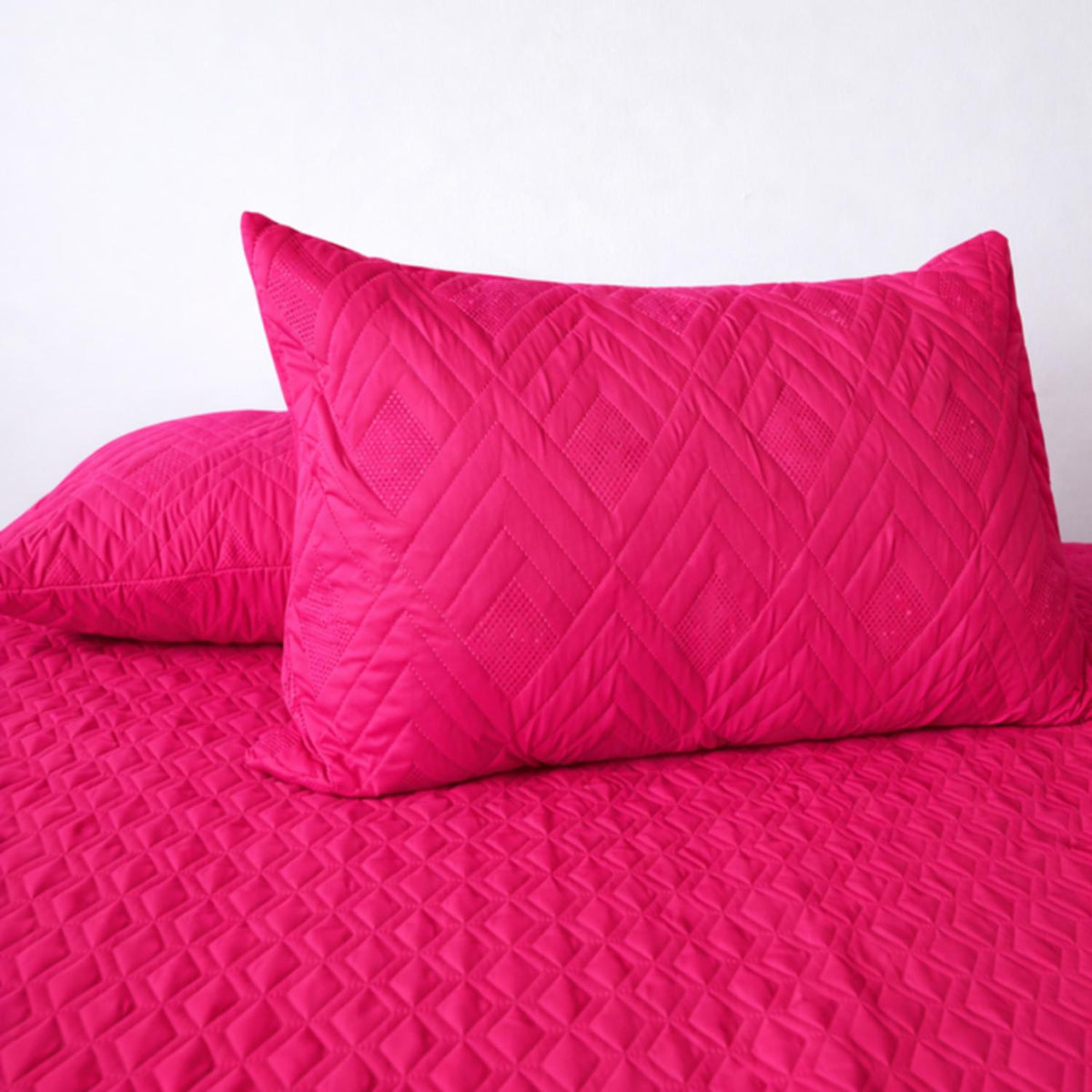 Set X 2 Almohadas Blancas Siliconadas con Protector Fucsia 45x65cm Medio Suave Multi Postura