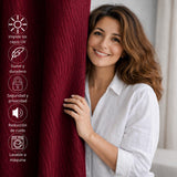 Cortina Blackout Jacquard Vinotinto 300x230cm Fondo Entero