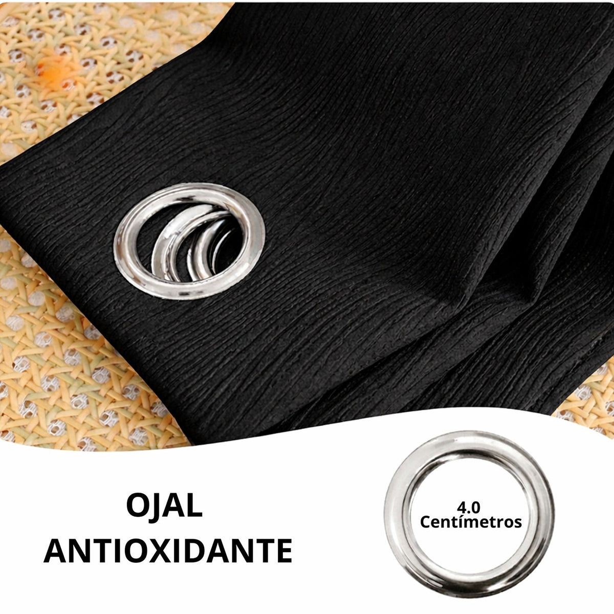 Cortina Blackout Jacquard Negro 300x230cm Fondo Entero