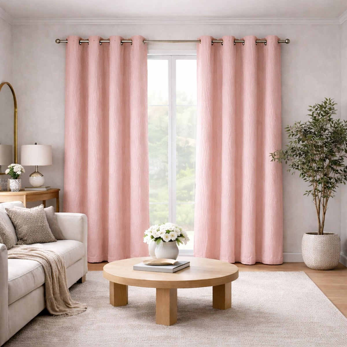 Cortina Blackout Jacquard Rosado 300x230cm Fondo Entero