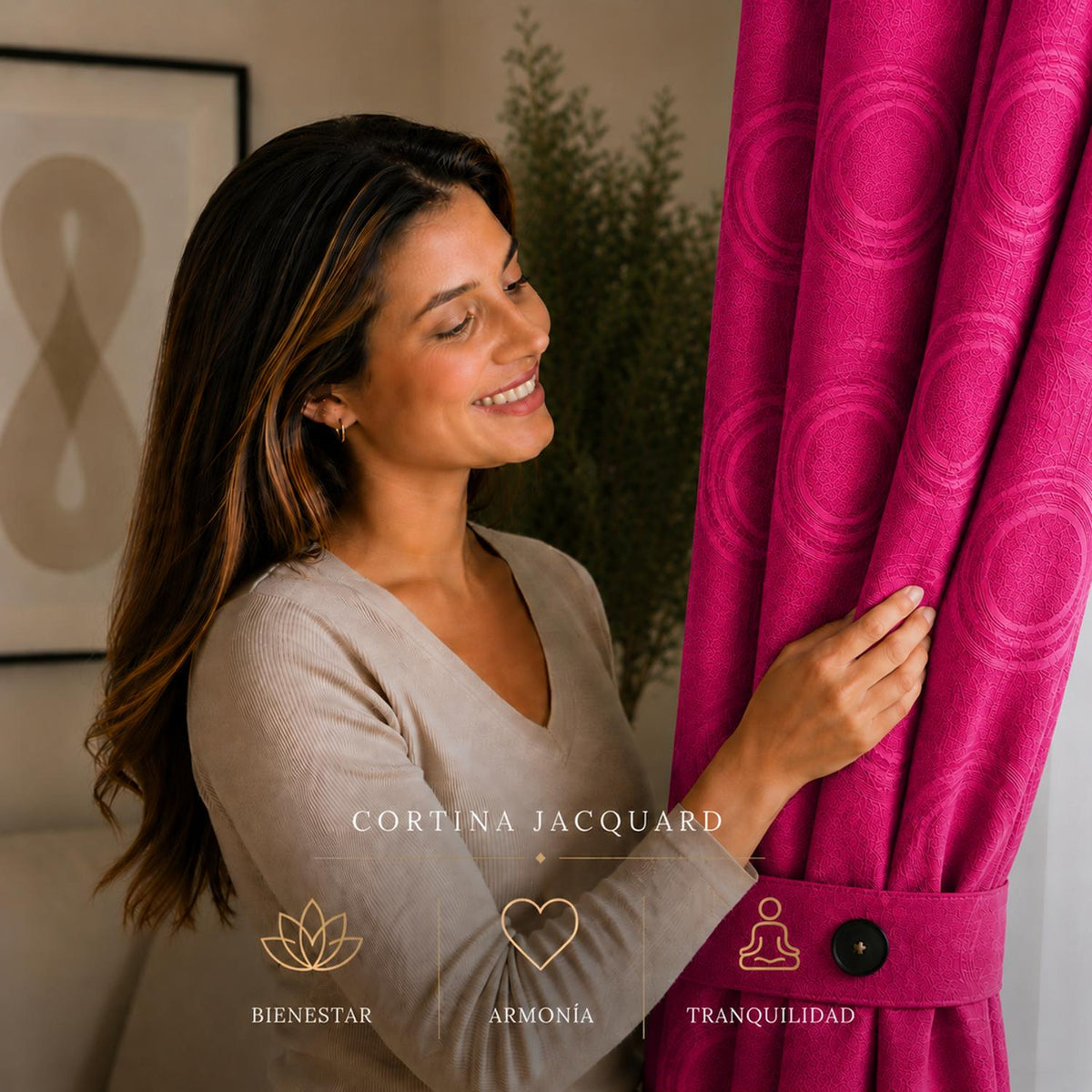 Cortina Jacquard Fucsia 280x200cm de Figuras