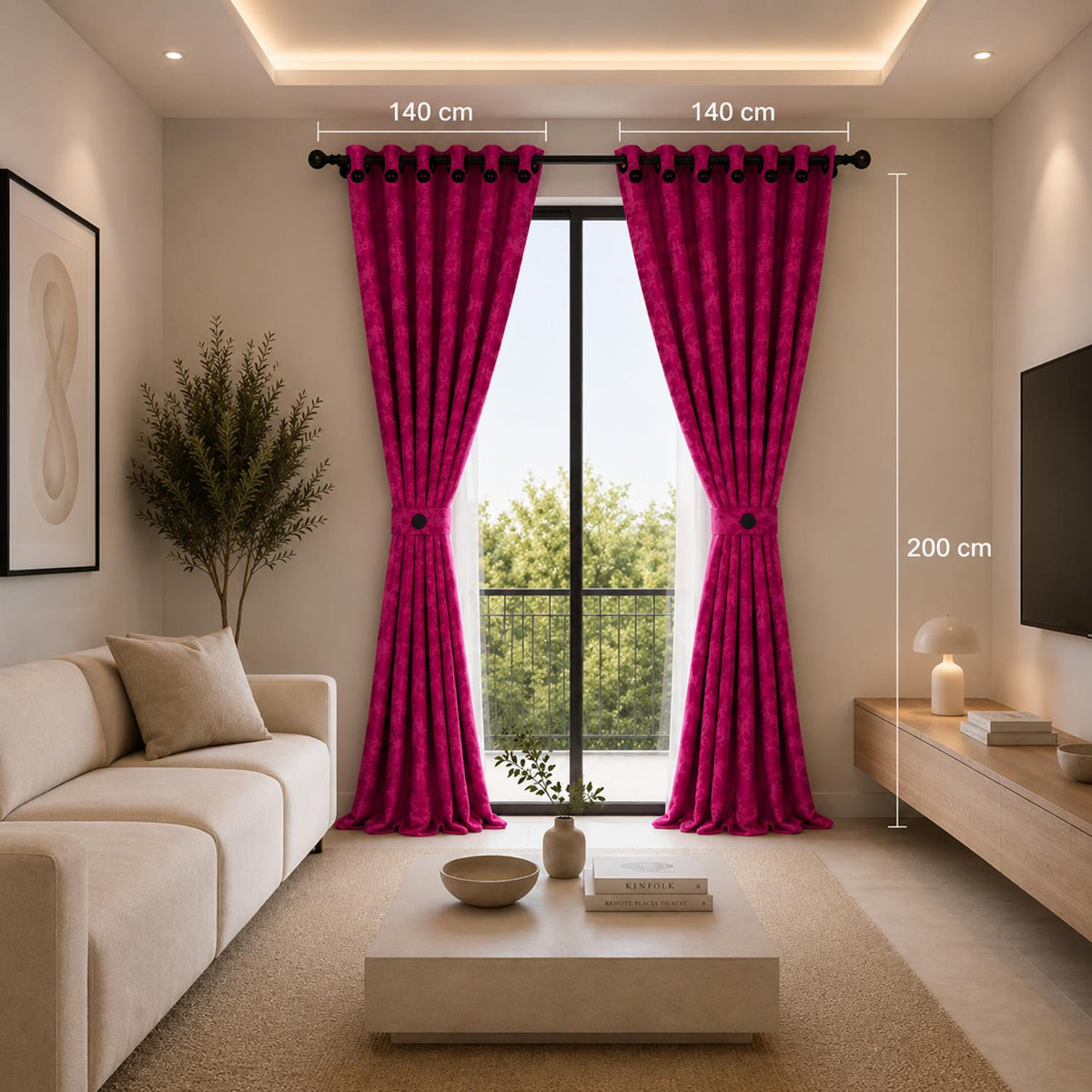 Cortina Jacquard Fucsia 280x200cm de Figuras