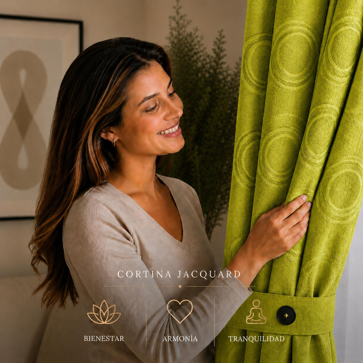 Cortina Jacquard Verde 280x200cm de Figuras