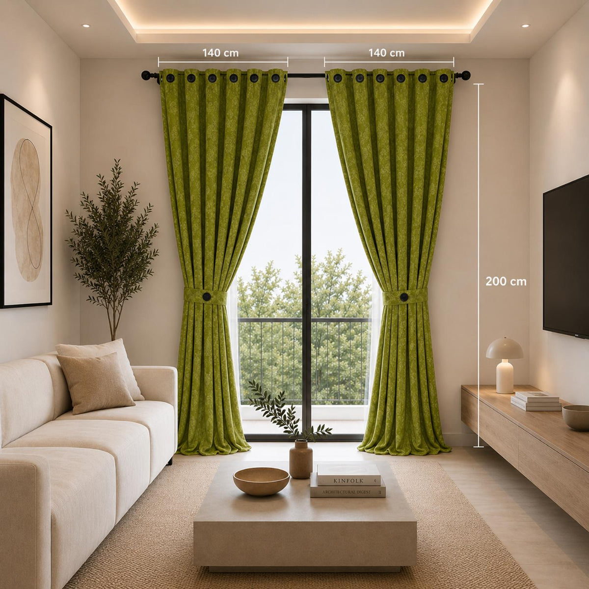 Cortina Jacquard Verde 280x200cm de Figuras