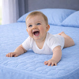 Combo Protector de Colchón y de Almohada Acolchado Azul Celeste para Colchón Sencillo 100 X 190 Cm