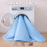 Combo Protector de Colchón y de Almohada Acolchado Azul Celeste para Colchón Sencillo 100 X 190 Cm