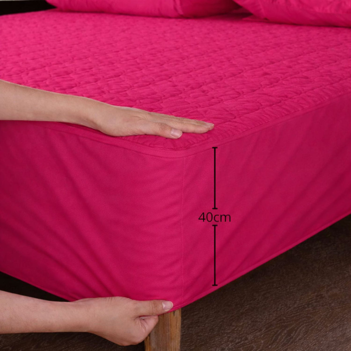 Combo Protector de Colchón y de Almohada Acolchado Fucsia para Colchón Sencillo 100 X 190 Cm
