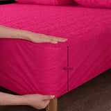 Combo Protector de Colchón y de Almohada Acolchado Fucsia para Colchón Sencillo 100 X 190 Cm