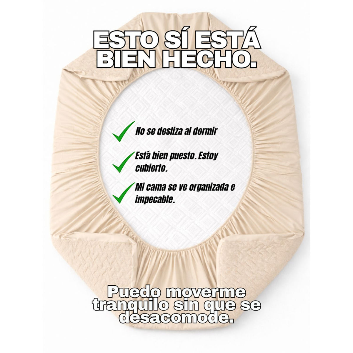 Combo Protector de Colchón y de Almohada Acolchado Beige para Colchón Semidoble 120 X 190 Cm