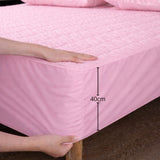 Combo Protector de Colchón y de Almohada Acolchado Rosado para Colchón Semidoble 120 X 190 Cm