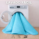 Combo Protector de Colchón y de Almohada Acolchado Turquesa para Colchón Semidoble 120 X 190 Cm