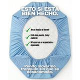 Combo Protector de Colchón y de Almohada Acolchado Azul Celeste para Colchón Doble 140 X 190 Cm