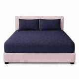 Combo Protector de Colchón y de Almohada Acolchado Azul para Colchón Doble 140 X 190 Cm