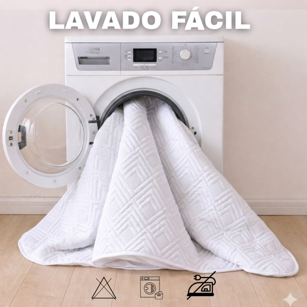 Combo Protector de Colchón y de Almohada Acolchado Blanco para Colchón Doble 140 X 190 Cm