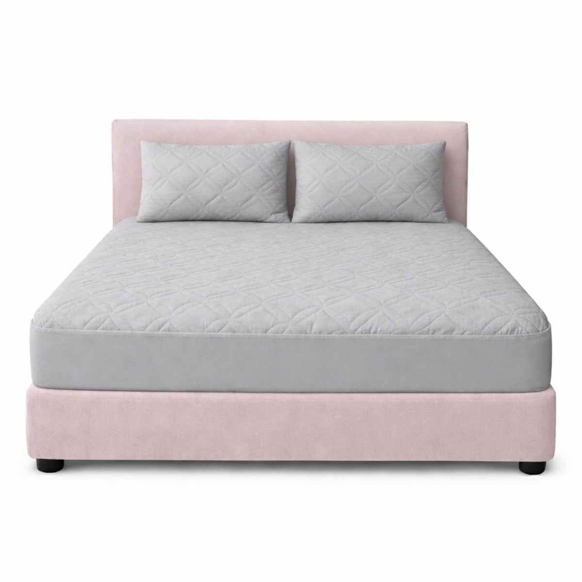 Combo Protector de Colchón y de Almohada Acolchado Gris para Colchón Doble 140 X 190 Cm