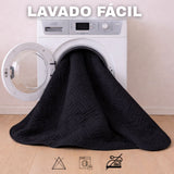 Combo Protector de Colchón y de Almohada Acolchado Negro para Colchón Doble 140 X 190 Cm