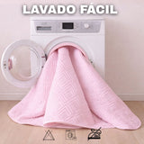 Combo Protector de Colchón y de Almohada Acolchado Rosado para Colchón Doble 140 X 190 Cm