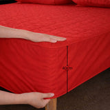 Combo Protector de Colchón y de Almohada Acolchado Rojo para Colchón Doble 140 X 190 Cm