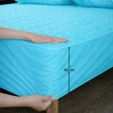 Combo Protector de Colchón y de Almohada Acolchado Turquesa para Colchón Doble 140 X 190 Cm