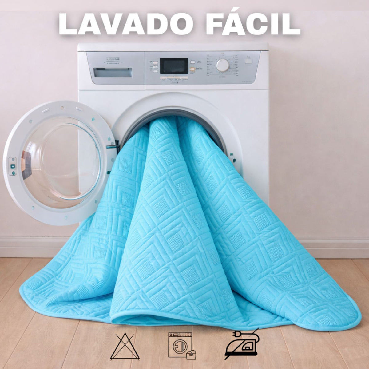 Combo Protector de Colchón y de Almohada Acolchado Turquesa para Colchón Doble 140 X 190 Cm