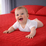 Combo Protector de Colchón y de Almohada Acolchado Rojo para Colchón Queen 160 X 190 Cm
