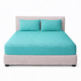 Combo Protector de Colchón y de Almohada Acolchado Turquesa para Colchón Queen 160 X 190 Cm