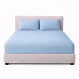 Combo Protector de Colchón y de Almohada Acolchado Azul Celeste para Colchón King 200 X 200 Cm